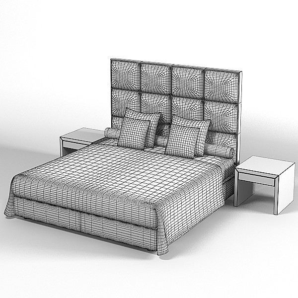 3d model of fendi modern contemporary - fendi modern contemporary high back leather bed bedroom set elegant luxury by archstyle